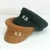 Luxury Women Pearls RB Letter Militray Hat Fashion Streetwear Navy Hat Adjustable Flat Top sboy Caps Casual Gorras Visor Hats 240220