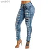 Jeans da donna Jeans da donna Moda Donna Pantaloni a matita con foro sexy strappati strappati in denim slim effetto consumato 240304