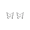 Stud Earrings 925 Silver Needles Full Zircon Butterfly Women Party Birthday Gift Y2K Jewelry Accesorios Aesthetic Eh2025