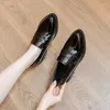 Buty swobodne spiczasty palec u stóp Japan -skórzany Kobieta Brytyjka gruba pięta Oxford Lady Wysokość zwiększania płaskich mokasyna biurowe duże rozmiar 42