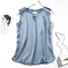 Tops Plus Size Satin Office Black Women Tunic Elegant Shirts 2024 Summer Chiffon ONeck Silk Sling Vest Women's ice silk Blouses Tops