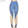 Women's Jeans Womens Jeans Denim Pants Trousers Sexy See Through Mesh Patchwork Skinny Pencil For Ladies Women Fall Clothing Club Party Casual 240304