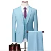 Suits MultiColors XXS6XL ( Jacket + Vest+Pants ) Highend Brand Formal Business Mens Suit Threepiece Groom Wedding Dress Solid Color