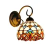 Vägglampor tiffany retro designer målat glas barock asile trappmonterad konstdekor sconce sängen sovrum ledande ljus