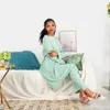Roupas étnicas Musselina Tops Calças Conjuntos para Mulheres Soltas Mangas Compridas Dubai Médio Oriente África Vestido Conjunto Moda com Cinto Feminino