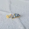 Kolczyki na stadninach 1PC Ocean Blue 925 Srebrne kolczyki dla kobiet 16G Nici piercing 18K Gold Fine Jewelry 2024