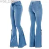 Jeans Jeans Wepbel Mid-taille Veterbroek Denim Stretchkleding Uitlopende lage taille Skinny Bodycon 240304