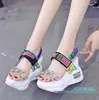 Rimocy Chunky 플랫폼 Big Rhinestones PVC Sandals 여성 여름 패션 투명한 슈퍼 하이힐 웨지 샌들 리아 Mujer
