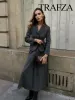 Suits TRAFZA 2023 Herfst Vrouwen Mode Sets Effen V-hals Strakke Blazer + Een Lijn Losse Comfortabele Minimalisme Stijl vrouwelijke Lange Rok