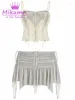 Work Dresses Y2k Two Piece Set Outfit Aesthetic Fairy Grunge Mesh Irregular Short Skirt And Crop Top 2024 Summer Chic Women Matching Sets