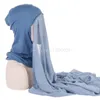 180x75 cm Instant Chiffon Hijab Muslim inre pannband Kvinnor Cap Bonnet Långt sjal med Jersey underscarf Neck Cover Headwrap Hatt