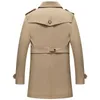 Double-breasted outono trench coat homens jaquetas casuais outwear blusão jaqueta fina lapela casacos longos tamanho grande S-3XL 240304