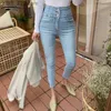 Jeans Jeans Denim skinny broek Pantalon Hoge taille Single-breasted Potlood Street chic 10411 240304