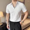 Camisas casuais masculinas verão moda camisa masculina vintage coreano manga curta vestido sólido negócios simples chemise homme plus size 4xl-m