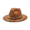 Wide Brim Hats Wool Fedoras Women Autumn Winter Snake Print Chain Panama Jazz Caps Vintage Cowboy Hat Men F1131346z