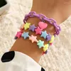 Bracelets de charme 3pc / set mode bonbons couleur acrylique étoiles coeur charmes pendentif perles mignon bracelet bracelets ensembles pour femmes filles anniversaire