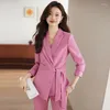 Women's Two Piece Pants Sets Womens Outifits Professional Business Formal Suit Office Ladies Work Wear Long Sleeve Blazer And Trousers