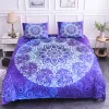 Set Mandala Däcke Cover Set King Size Lotus Flower Blue Purple Pink Bedding Set Bohemian Mandala Style Soft Polyester Quilt Cover