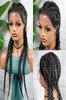 Synthetische 28 Inch Lace Front Haar Pruik Zwart Lang Voor Afrikaanse Vrouw Afro Frontale Cornrow Boksen Gevlochten Pruiken6694596