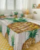 Bed Skirt Vintage Wood Grain Tropical Fruit Pineapple Fitted Bedspread With Pillowcases Mattress Cover Bedding Set Sheet