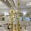 Outras peças centrais do casamento decorações de mesa de cristal dourado castiçal copo suporte pedestal castiçal luxo ao ar livre