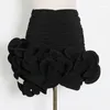 Röcke Streetwear Schwarz Asymmetrisch Saum Rock für Frauen hohe Taille Rüschenfalte Falten Design weibliche 2024 Frühlingskleidung