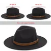 Super Wide Brim Fedora Wool Pork Pie Boater Flat Top Hat For Women's Men's Ent Wide Brim Vintage Hat Fedoras Gambler H341Y