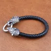 Bracelet en acier inoxydable Vintage pour hommes, Viking loup Heda, bracelet en cuir classique nordique avec animaux, bijoux de charme à la mode, goutte