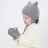 Bérets Bonnet pour enfants Coupe-vent Chapeau à tricoter Bébé Dessin animé Crochet Gants en coton tricoté