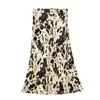 Skirts TRAFZA 2024 Spring For Women Fashion Mid Rise Print Sheath Long Skirt Female Wild Vintage Elegant Women's