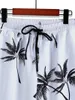 Men's Tracksuits Men Random Palm Tree Print Shirt & Drawstring Waist Shorts Without Tee