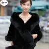 Fur PULABO Winter Leather Grass Fox Fur Mink Rabbit Fur Poncho Cape Bridal Wedding Dress Shawl Cape Women Vest Fur Coat