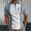 Poker Mens Tops Turn-Down Collar Dragkedjor Golf Letterkläder Män Kort ärm Tee Plain T-shirt Allmänt skjorta Löst andningsbar 240229