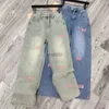 Damesjeans kwaliteit Herfst jeans fashiona roze tandenborstel letter denim broek designer pluche Denim 240304