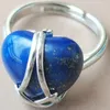 Clusterringen Tijgeroog Labradoriet Lapis Lazuli Goudsteen Blauw Zand Howliet Kristal Aventurijn Malachiet Opaal Hart Kunst Kraal Ring WB1074