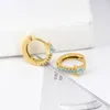 Hoopörhängen Retro 925 Sterling Silver Ear Needle Blue Turquoise Geometric Pendant For Women Fashion Cute Smyckespresent