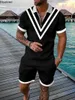 Męskie dresy 2024 Summer 3D Print Polo Sets Sets Casual Down Down Tracksuit Man Beach Style Streetwear Mężczyzna