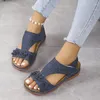 Sapatos de vestido Mulheres Flores Cunha Sandálias Verão 2024 Plus Size 43 Plataforma Andando Sandalias Mujer Leve Antiderrapante Mulher Romana