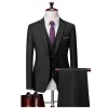 Suits MultiColors XXS6XL ( Jacket + Vest+Pants ) Highend Brand Formal Business Mens Suit Threepiece Groom Wedding Dress Solid Color