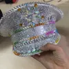 Bérets à paillettes perlées à la main, chapeau de capitaine, cristal scintillant pour mariée, accessoires de mariage, couches incrustées de perles, Costume, livraison directe