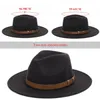 Super szerokie brzegi fedora wełniana wieprzowa czapka z płaską czapką na kobietę poczuła się szeroko rondo Vintage Hat Fedoras hazard H286H