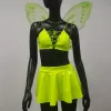 Kostuums Cosplay Vlinder Vrouwen Sets Backless Fairy Wing Bandage Crop Top Minirok Sexy Lingerie Clubwear Party Rave Festival outfits