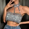 Women's Tanks SJ Fashion Women 2024 Handmade Rhinestones Backless Slim Fit Sexy Top