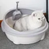 Housebreaking portátil caixa de areia maca gato pan cocô toalete gatinho bandeja lateral alta viagem filhote de cachorro pet potty cão coelho colheres levantador colher