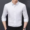 Men's Dress Shirts Bamboo Fiber Mens Shirt Long Sleeve Waterproof Anti-fouling Business Social Solid Color Slim Fit Stainproof Big Size 8XL