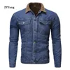 Men Light Blue Winter Jean Jackets Outerwear Warm Denim Coats Men Blue Wool Liner Thicker Winter Denim Jackets Size S-XXL240304