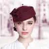 Bérets casquettes pour femmes mariée élégante laine gaze arc hôtesse de l'air blanc femmes Fedora casquettes formelle dame chapeau Royal Style328P