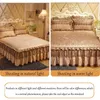 Couvre-lit de luxe en dentelle, 3 pièces, jupe épaisse, beau lin, draps de literie pour la maison, QueenKing, taille 240227