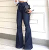 Women's Jeans Waist Jeans Autumn Fashion Solid Denim Hot Jeans Female Ladies Flared Trousers 240304