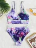 Vrouwen Badmode 2024 Hoge Taille Bikini Set Bandeau Badpak Sexy Marmeren Print Vrouwen Twee Stukken Bader Badpak